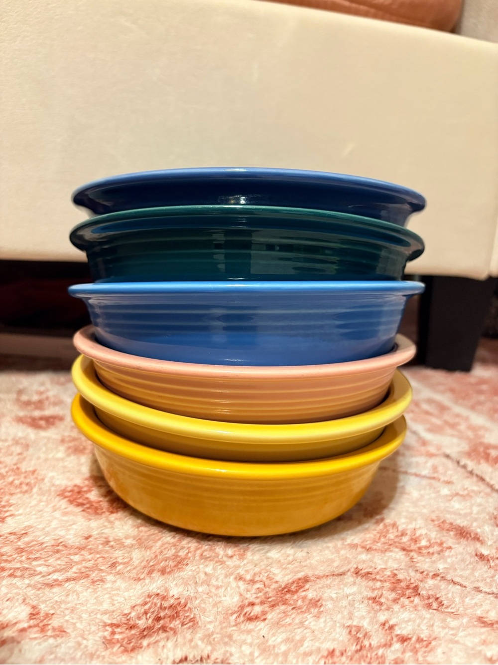 Fiestaware Stackable Cereal Bowls in Blue, Teal, Light Blue, Pink, Yellow